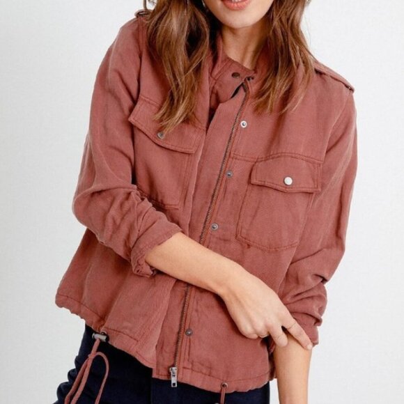 Rails Revolve Collins Burgundy Rust Utility Snap Zip Cinching Tencel Jacket - Picture 4 of 16